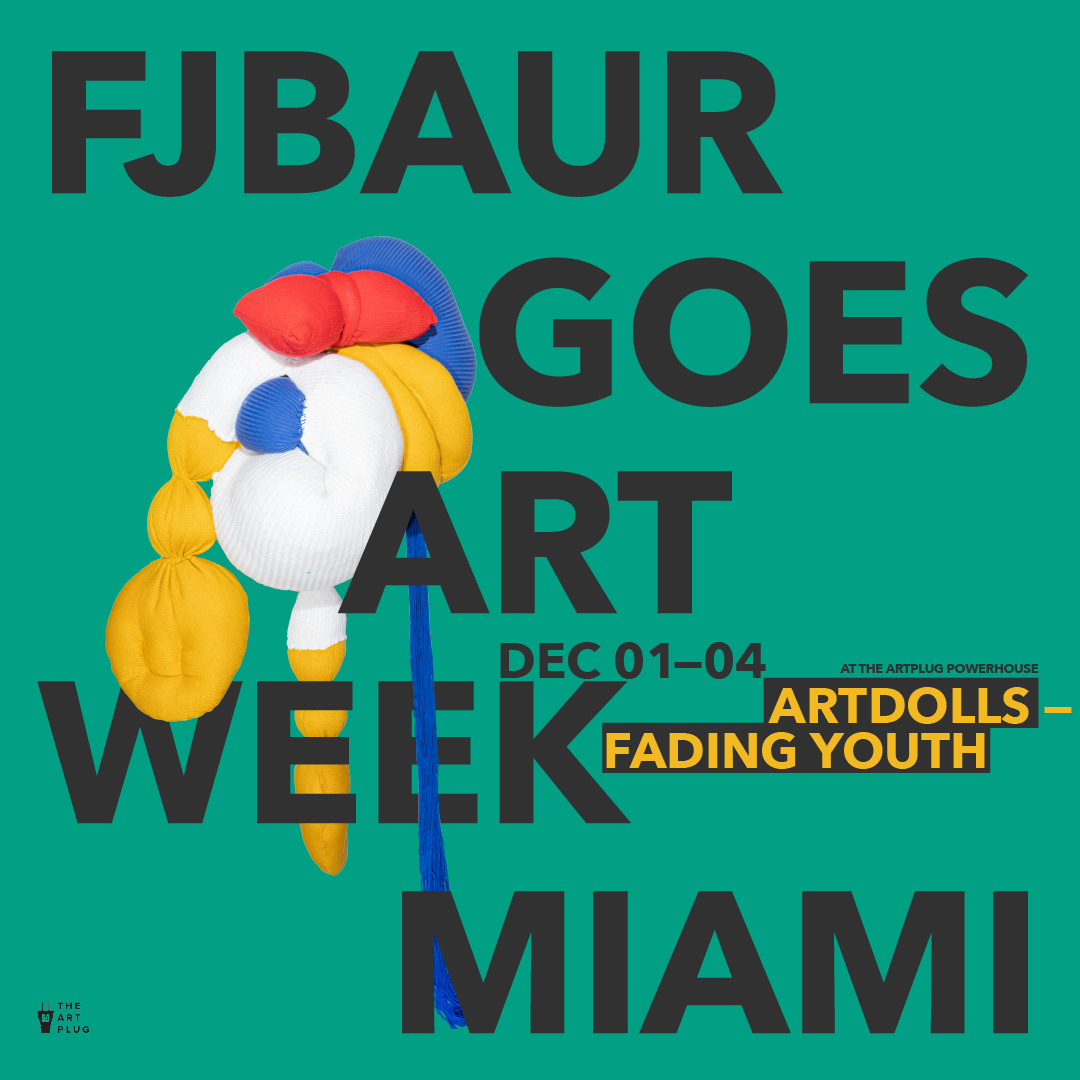 Instagram Post FJBaur goes Artweek Miami with amorphous donald duck on a green background